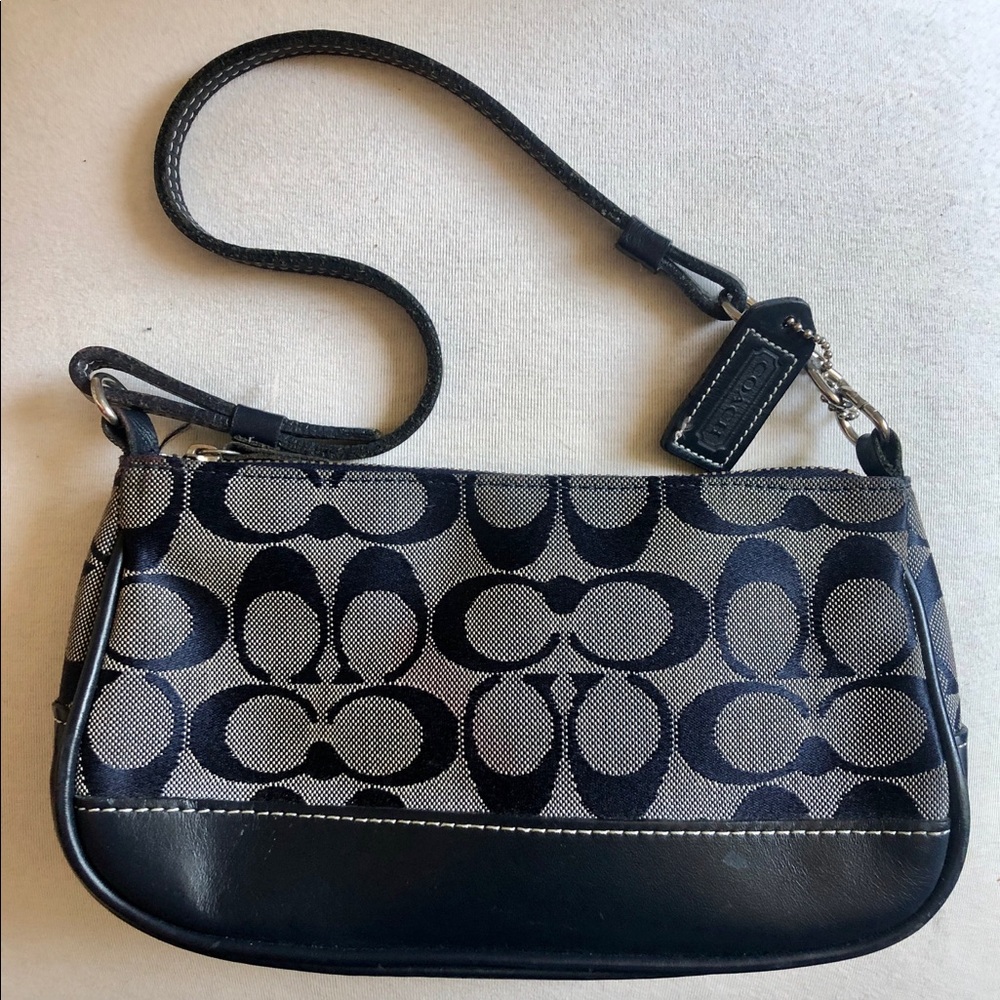 Vintage COACH Navy Monogram Canvas Mini Bag